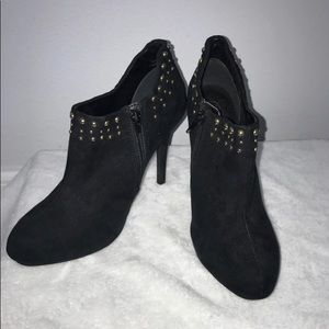 Gold studded black booties size 7M